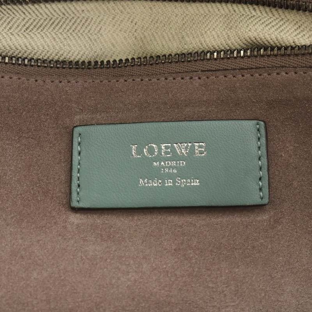 Loewe Bag Green Anagram Flower Handbag Shoulder Leather Embossed Green